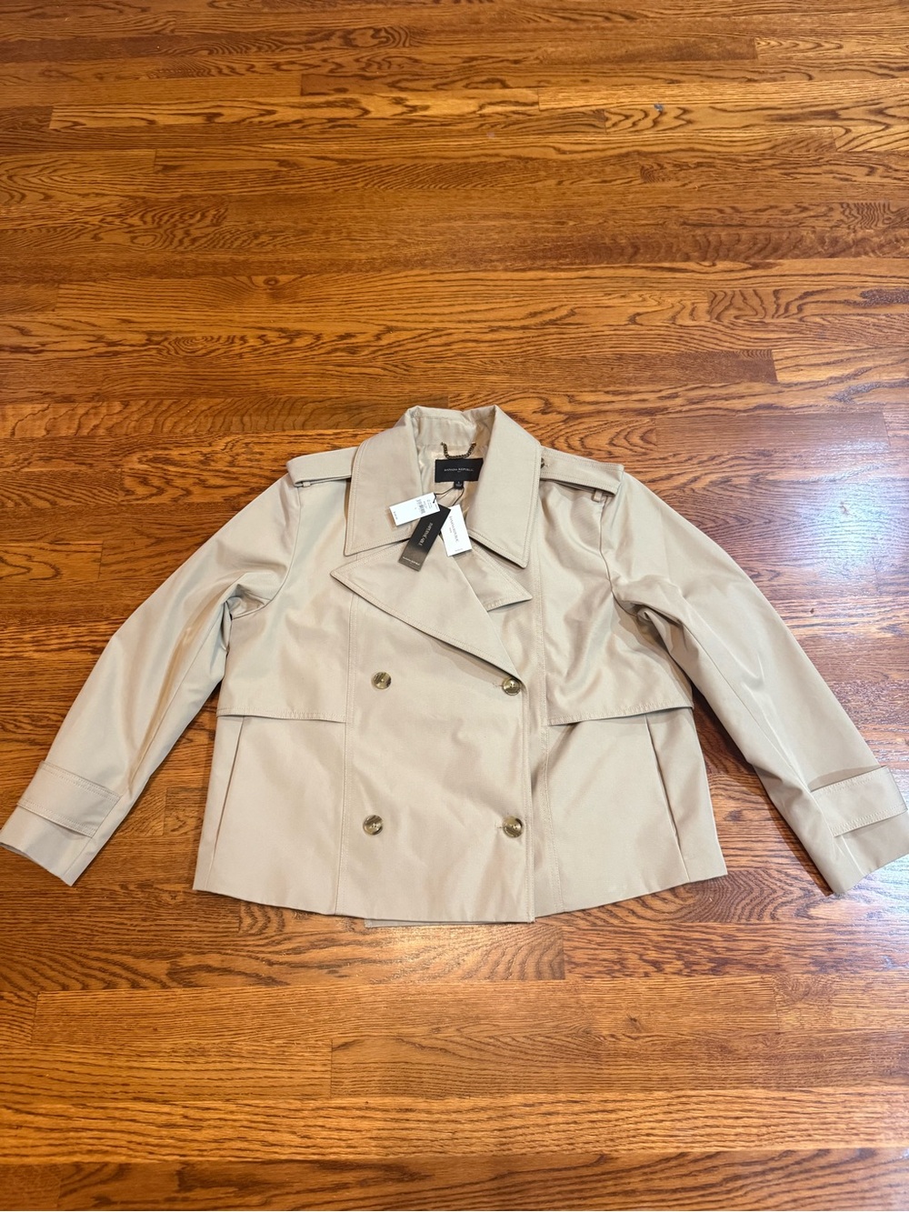 Banana Republic Tan Khaki Double Breasted Cropped Women’s L Trench Jacket Coat